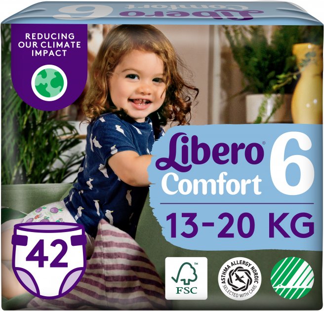Підгузки Libero Comfort 13-20 кг Розмір 6 42 шт